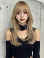 ランテルディ 渋谷(LANTERDIT)&nbsp;韓国風パーマ薄め前髪韓国レイヤーバタフライカットグレージュ☆