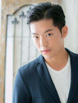 メンズヘア ビーセカンド 草加店(MENS HAIR B-2) 黒髪ビジネス清潔感スーツアップバングツーブロッククロップa1