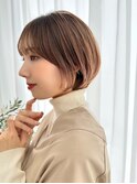 可愛い丸みショートボブ/ミルクティーブラウン