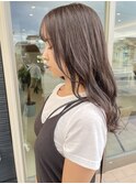 顔まわりレイヤーカット×パープルベージュ