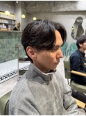 センターパート フェザーパーマ フェザーショート 毛流れ