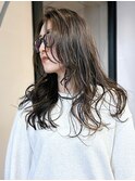 顔周りカット レイヤーカット オリーブグレージュ 透明感カラー