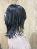 ミディアムウルフ＊ネイビーブラックカラー【TELA HAIR 東川口】