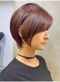 横浜西口レイヤーボブショコラベージュ丸みショートボブ前髪あり
