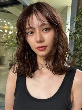 メゾンアクア 表参道(Maison ACQUA) +小顔ミディアムパーマミディアムデジタルパーマボブパーマ黒髪