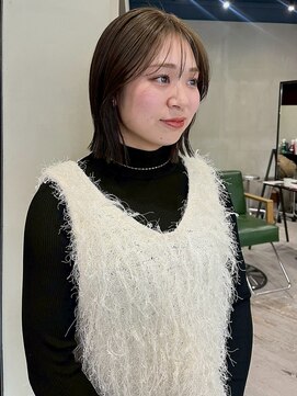 ヘアー アイス ルーチェ(HAIR ICI LUCE) 20代30代顔切りっぱなしボブ艶感チョコレートブラウン