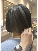 20代30代◎あごボブ インナーカラー グレー×小顔見せ