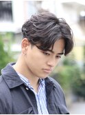 Haleメンズ刈り上げセンターパートニュアンスパーマたまプラーザ