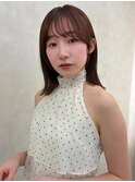 顔周りカット/縮毛矯正/ダークブラウン/コーラルにピンク/ボブ