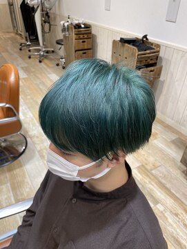 ネオリーブエム(Neolive em;) メンズ ブリーチ×フタログリーン