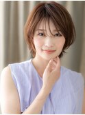 艶感オレンジベージュイメチェンミニウルフカットY戸頭30代40代