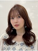切りっぱなしボブエアリーロング美髪ピンクブラウン