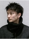 センターパートニュアンスパーマ刈り上げツーブロックメンズヘア
