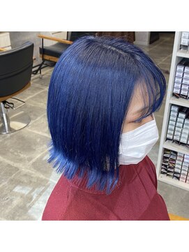 キャラ シャローネ 池袋(Chara Chalone) ネイビーブルー/切りっぱなしボブボブ【池袋/本松】