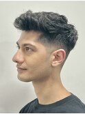 メンズカットアップバングツーブロックショート