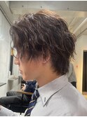 ツイストスパイラルパーマ　メンズ　カラー　30代ビジネスヘア