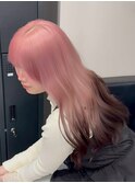 17469全頭ブリーチリバタフライカットヨシンモリバーガンディ