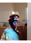 編み込みサイドアップ