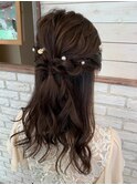 結婚式ヘアセット☆ゆるウェーブハーフアップ