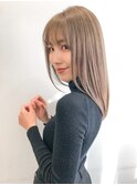 前髪/レイヤーロング/ハイトーン/グレーベージュ/髪質改善