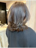 福山人気オリーブグレージュコントラストカラー3Dローライト20代