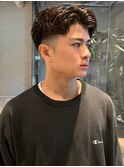 アップバング　ツーブロック　ビジネスパーマ　ニュアンスパーマ