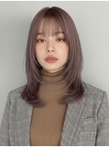 【くすみモーヴ】ハイレイヤーとの相性抜群のセミロング