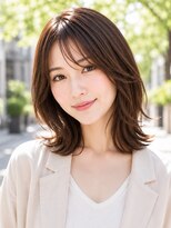 ロティー 天神(loty)&nbsp;ミディアム レイヤー ボブ 小顔 似合わせ 透明感カラー 40代50代