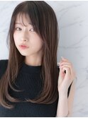 似合わせ顔まわりレイヤーカット/髪質改善ストレート/黒髪/暗髪
