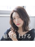 前髪なし大人かわいいひし形くびれヘアエアリーミディ20代30代