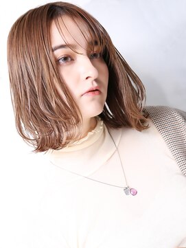 クラッチムク 博多口(CLUTCH muk.) 大人可愛い小顔美髪ツヤ髪センター分けボブくすみブラウンA2