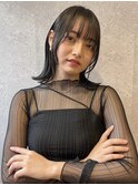 三軒茶屋_レディース_ミディアム_ブラック_黒髪_ウェット_小顔