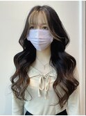 韓国外巻きアレンジ艶トリートメントレイヤーなし前髪カット