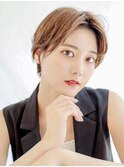 外ハネボブセクションカラーペールベージュグラデーションカラー