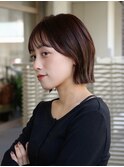 簡単スタイリング大人可愛い外ハネくびれレイヤーボブ×前髪あり