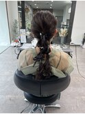 ヘアセット　ヘアアレンジ　ガルボヘアー　桟橋　結婚式
