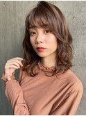 オリーブベージュウェーブミディアムオリーブグレージュ銀座
