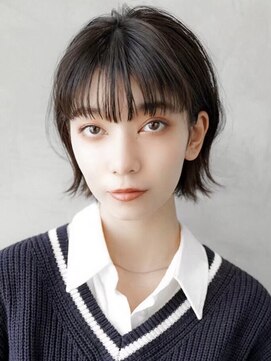 ギークス(GEEKS) 【GEEKS渋谷】くびれボブ/黒髪/前髪あり/就活ヘア/耳かけボブ/艶