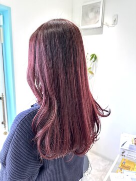 ワクヘアー(WaKu hair) 前上がりロング×チェリーピンク