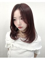 プランツヘアー&nbsp;レイヤーカット × ピンクバイオレット　高宮　博多　薬院
