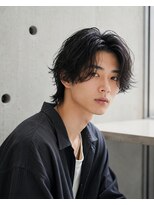 MEN's Baguz MEN'Sカット/ MEN'Sパーマ/ MEN'Sカラー 韓国シャドウパーマ×センターパート×ミディアムレイヤー