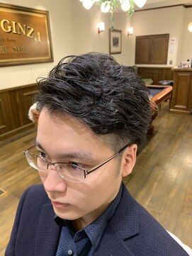 ヒロギンザバーバーショップ 神楽坂店(HIRO GINZA BARBER SHOP) 七三パーマスタイル