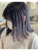 ラベンダーグレージュ/バレイヤージュボブヘアミディアム