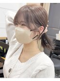 韓国×顔まわりカット×レイヤーカット×グレージュ