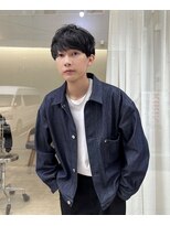 ツイストスパイラルパーマツーブロックメンズマッシュ