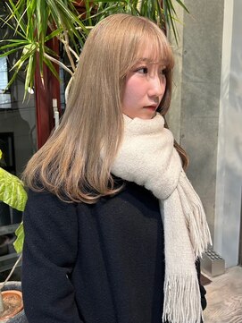 ヲタク 渋谷 代官山 恵比寿(wotaku.) ミルクティーベージュハイトーンダブルカラーケアブリーチロング