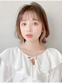 くびれヘアアプリコットオレンジ夏ヘアハイライトカラー