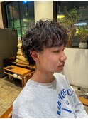 シャドウ×波巻きパーマ