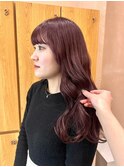 ロング 巻き髪 ピンクブラウン くびれヘア アプリコットオレンジ