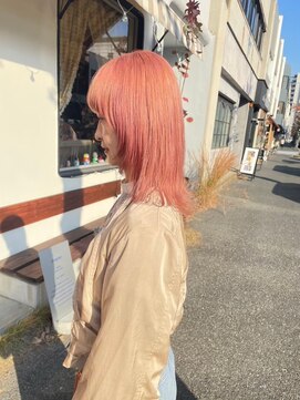 チャプター 問屋町(chapter) 顔まわりレイヤーカットペールオレンジ髪質改善ケアブリーチ